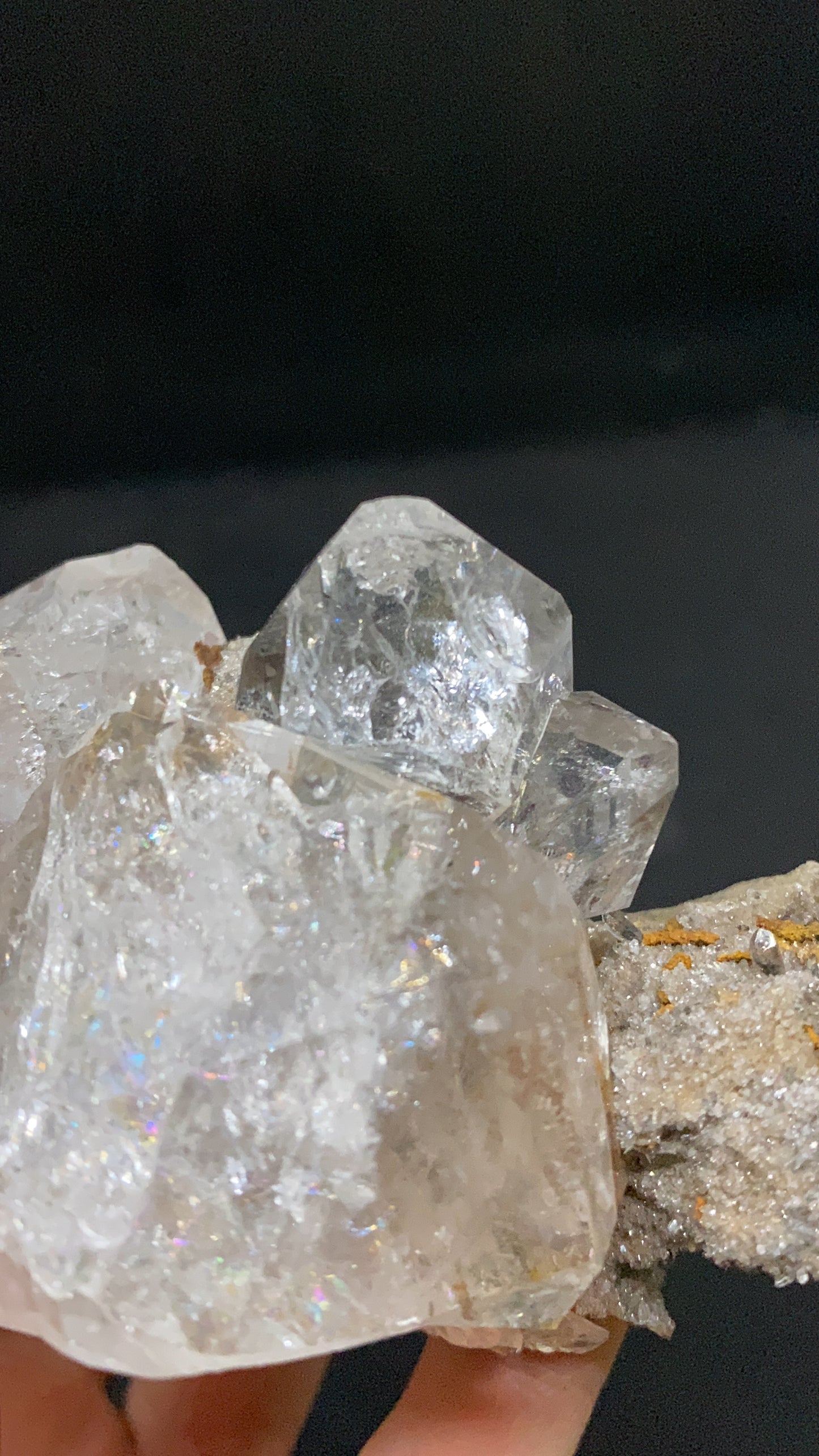 Herkimer Diamond Quartz Specimen On Matrix With Three Cluster