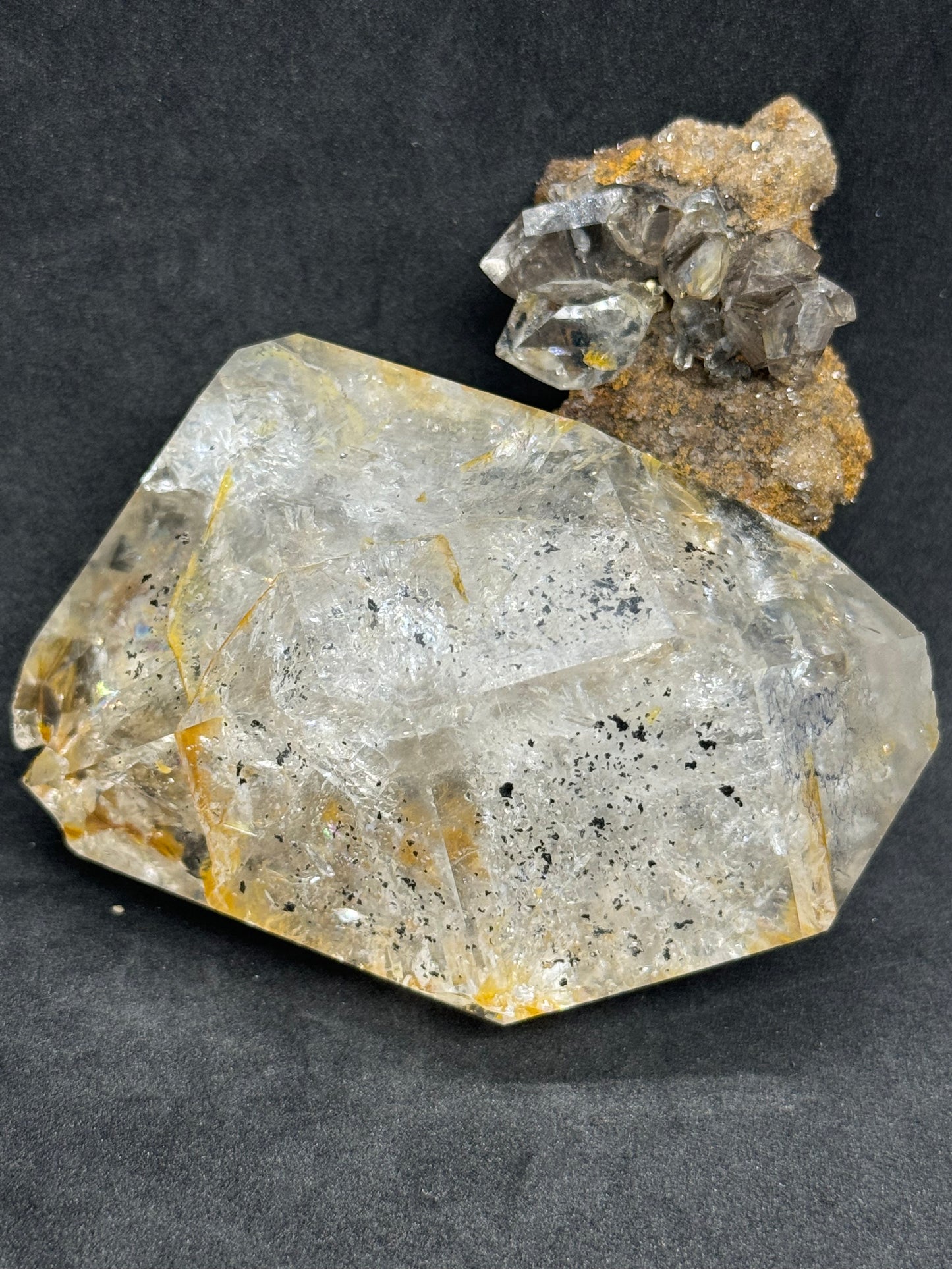 Natural Herkimer Diamond Specimen With A Cluster On A Matrix From USA