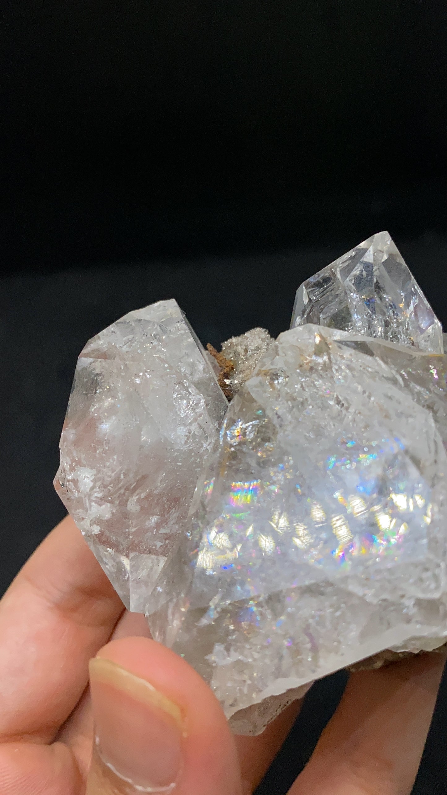 Herkimer Diamond Quartz Specimen On Matrix With Three Cluster