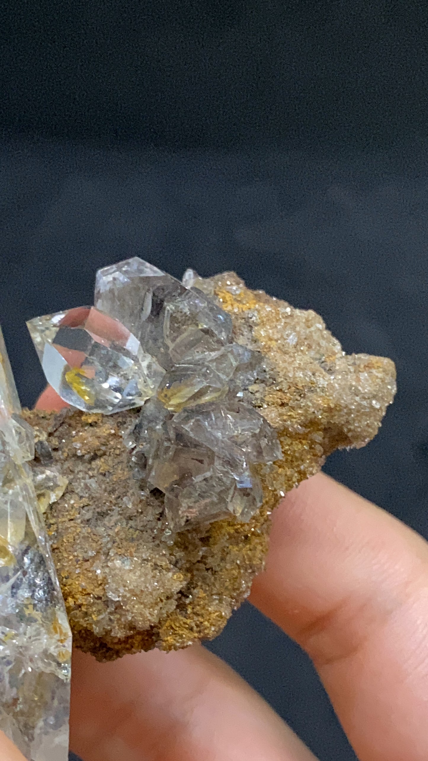 Natural Herkimer Diamond Specimen With A Cluster On A Matrix From USA