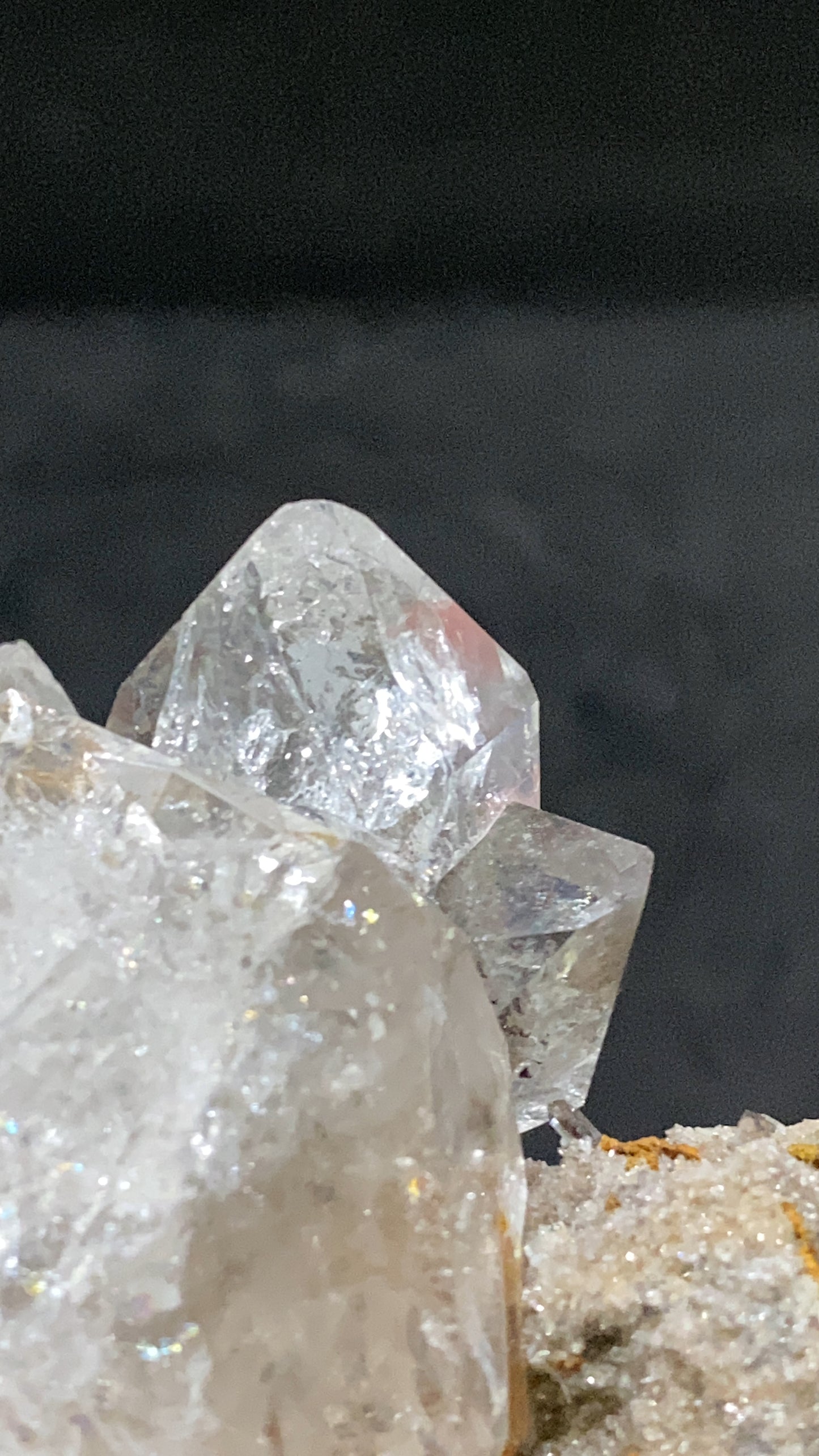 Herkimer Diamond Quartz Specimen On Matrix With Three Cluster