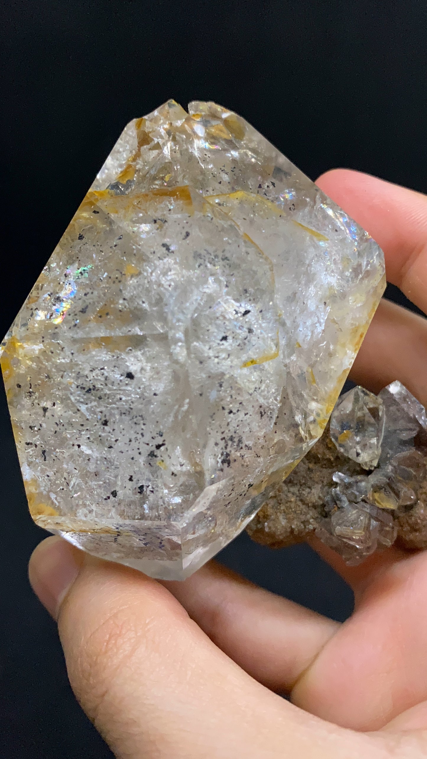 Natural Herkimer Diamond Specimen With A Cluster On A Matrix From USA