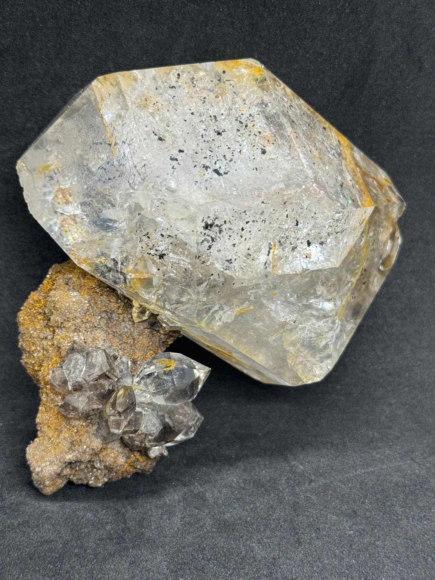 Natural Herkimer Diamond Specimen With A Cluster On A Matrix From USA