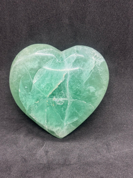 Green Fluorite Heart Crystal From Madagascar