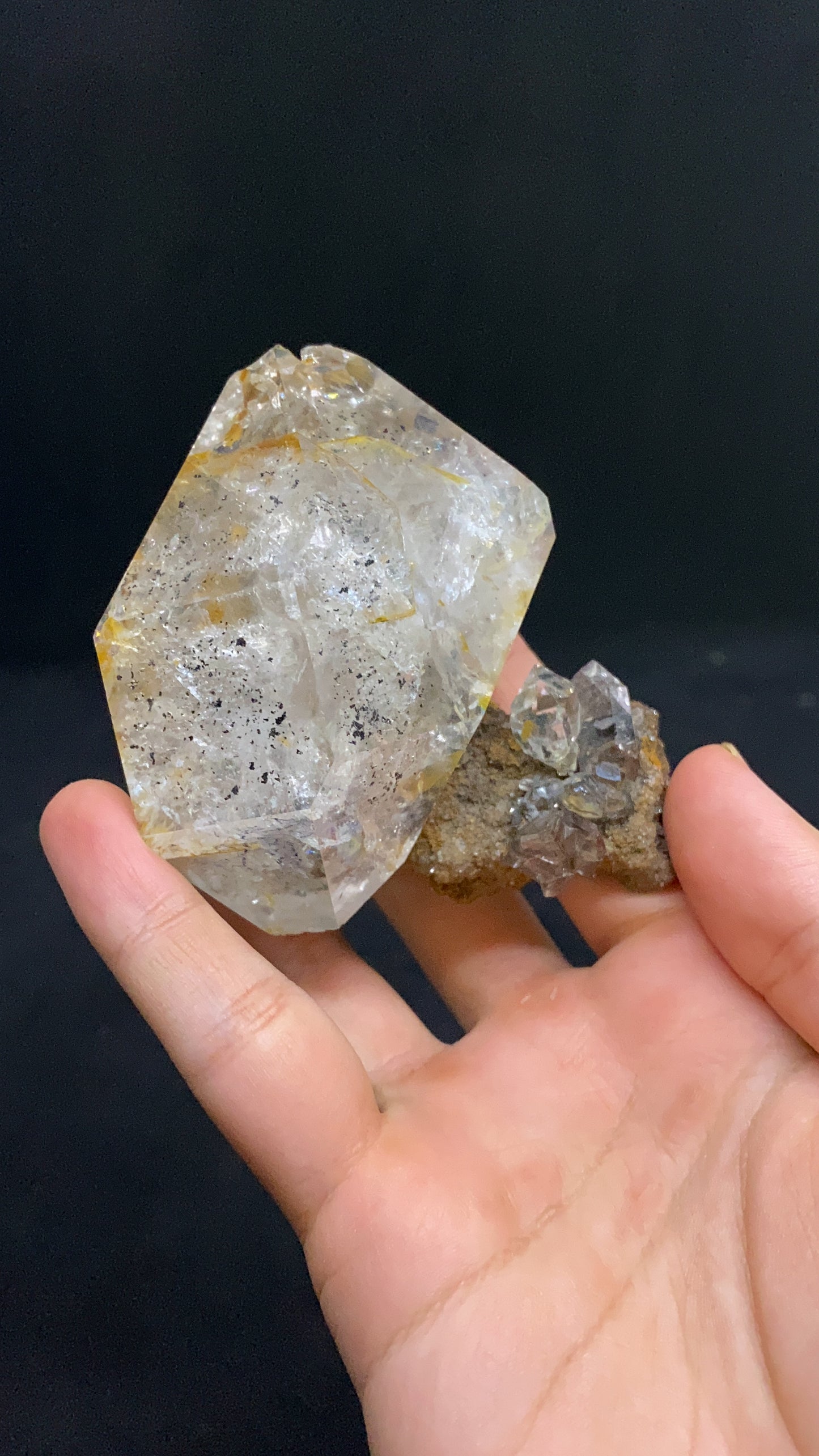 Natural Herkimer Diamond Specimen With A Cluster On A Matrix From USA