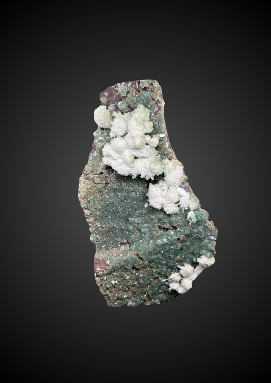 Dark Green Apophyllite Combined With Mesolite Specimen From From India